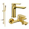 Sada batérií MEXEN ALFA II - umývadlová batéria + vaňová batéria so sprchou zlatá