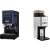 Gaggia Classic E24 BC, blue + Lelit Steve PM20, polished stainless steel