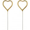 PartyDeco Prskavky v tvare srdca zlaté 16,5 cm (2 ks)