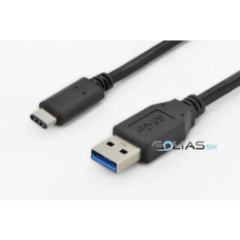 Assmann AK-300136-010-S USB 3.0, USB A M (plug)/USB C M (plug), 1m, černý