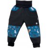 Vyrobeniny Detské softshellové nohavice s fleecom - modré so zvieratkami Veľkosť: 122 - 128