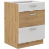 Bývaj s nami SK, AXEL kuchynská skrinka 60D 3S, biely lesk/dub artisan LTD,MDF