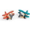 Bigjigs Toys Dřevěné natahovací letadlo Dvouplošník červený