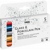 Kreul Perá na sklo a porcelán Metallic 5 ks