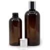 Plastová fľaša, hnedá, strieborný disc top, 150 ml