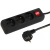 Sieťová predlžovačka PR-370WSP 3-zásuvky s uzemnením+vypínač 1,5m čierna (3x1,5mm)