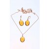 Set náhrdelník a náušnice jantárovo žltý ovál Strieborná retiazka