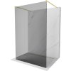 Mexen Kioto, sprchová zástena Walk-In 140 x 200 cm, 8mm šedé sklo, zlatý matný profil, 800-140-002-55-40