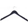 Drevené vešiaky / ramienka, typ BT, pogumované, čierne, šírka 44,5 cm, bez priečky, so zárezmi, 1 ks