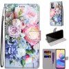 Peňaženkové kožené puzdro DRAWING na Xiaomi Redmi Note 10 5G - Light Pink Bouquet