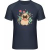 Mymate Predĺžené Tričko MY111 - Motív psíka s kvetinkou - Navy / Heather Navy - XL - Pánske