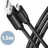 AXAGON BUMM-AM15AB, HQ kábel Micro USB USB-A, 1.5 m, USB 2.0, 2,4 A, ALU, opletenie, čierny BUMM-AM15AB