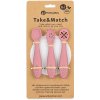 PETITE&MARS Set 3 ks silikónových tréningových lyžičiek Take&Match Dusty Rose 6m+