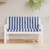 Podušky na lavici 2 ks modré a bílé pruhy 120x50x7 cm textil Vícebarevný 361690
