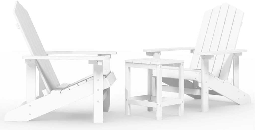 Vidaxl Záhradná stolička Adirondack so stolíkom HDPE biela