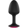 Dorcel Geisha Plug Ruby M ružové análne dildo s kameňmi čierne