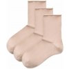 Vlnka 3 páry zdravotných bavlnených ponožiek bez gumičky béžová