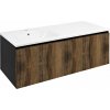 Sapho LOREA skrinka s umývadlom 121x46x51,5cm (90+30cm), ľavá, dub collingwood/čierna matná LE090-1935-L-03