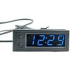 Teplomer, hodiny, voltmeter panelový 3v1, 12V, modrý, 1 tepl.