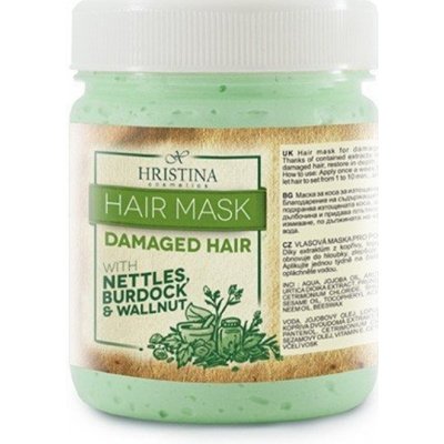 HRISTINA Prírodná vlasová maska pre poškodené vlasy žihľava, orech, lopúch 200 ml