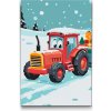 Vymalujsisam.sk Maľovanie podľa čísiel - Traktor pre deti v zime Veľkosť: 40x60cm, Rám: Na plastovej doske