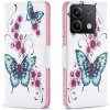 Peňaženkové kožené puzdro Drawing na Xiaomi Redmi Note 13 4G - Flowers Butterfly
