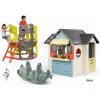 Set domček s reštauráciou a preliezačka s lezeckými stenami Chef House Life Smoby rozšíriteľný so šmykľavkou a rebríkom a obojstranná hojdačka
