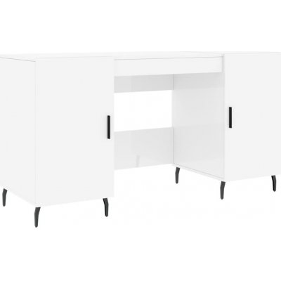 vidaXL Stôl s vysokým leskom biely 140x50x75 cm Drevo Materiál