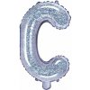 PartyDeco Fóliový balón Mini - Písmeno C 35 cm holografický