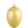 Clayre & Eef Žlté závesné sklenené vajíčko s bodkami Egg Dots - Ø 8*12 cm - Clayre & Eef