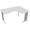 Pracovný stôl Flex, ergo, ľavý, 160x75,5x120 (80x60) cm, biela/kov