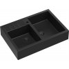 GraniteQ Quadron dřez | BILL 120 | granitový kuchyňský dřez ČERNÁ matná | rozměry: 90 x 62 x 20,5 cm | 2komorový namontovaný na skříňce | základna skříňky: od 90 cm