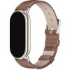 MojRemienok.sk Kožený náhradný náramok pre Xiaomi Smart Band 8, 9 a 10 Farba: hnedá s bielym prešívaním
