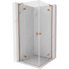 Mexen Mist-H L Duo sprchový kút otvárací 90 x 90 cm, transparentný, brúsená meď - 8A5L-090L-090P-65-00