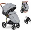 Moderný cestovný kočík SUMMER BABY Odľahčený 10kg veľké kolesá 25cm sivý