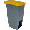 Denox Nášlapný odpadkový koš na tříděný odpad 60 l, žluté víko, plastový s kolečky