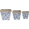 Esschert Design BETÓNOVÝ Kvetináč KELLY 3KS 10,5X10 CM+14X14 CM+19X20 CM BIELA/MODRÁ