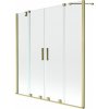MEXEN/S - Velar Duo Dvojkrídlová posuvná vaňová zástena 150 x 150, transparent, zlatá kartáčovaná 896-150-000-02-55