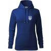 Ukrajina trojzubec prsník mikina dámská Cape s kapucí Kráľovská modrá