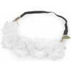 Pružná čelenka do vlasov s kvetmi - biela (20 ks)
