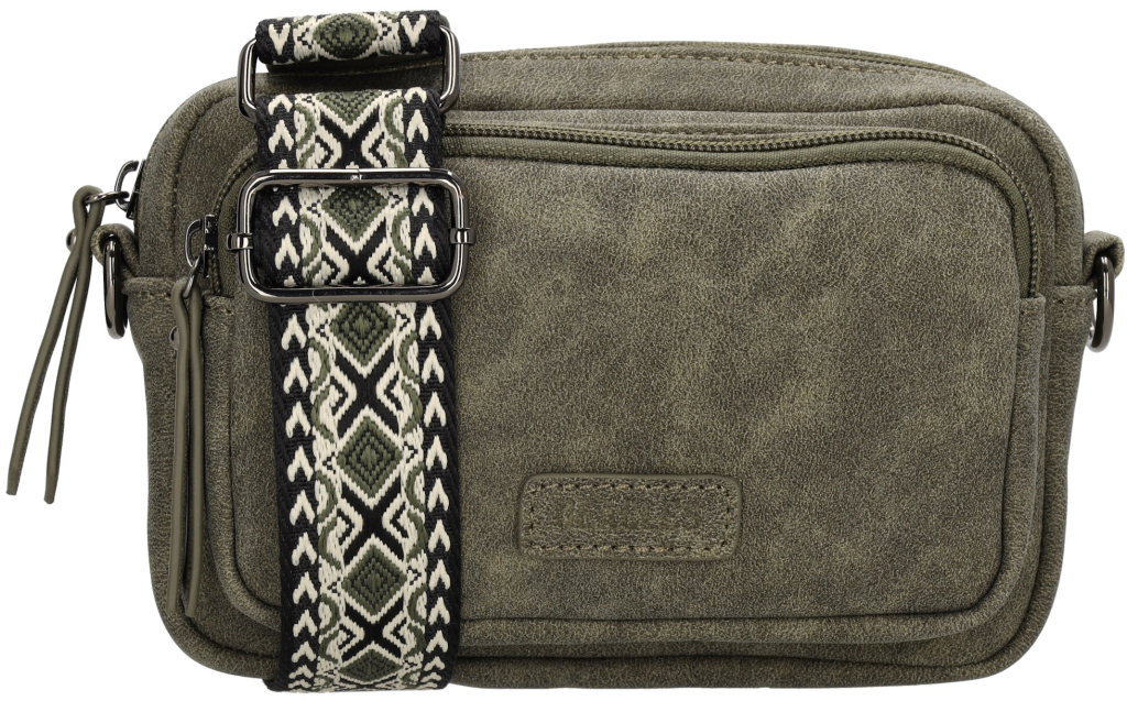Beagles dámska crossbody kabelka Malaga s dekoratívnym popruhom olivová