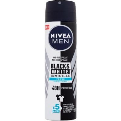 Nivea Men Invisible For Black & White Fresh 48h antiperspirant nezanechávajúci škvrny na oblečení 150 ml pre mužov