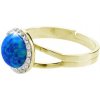 Pozlátený prsteň tmavo modrý opál so Swarovski Elements Dark Blue