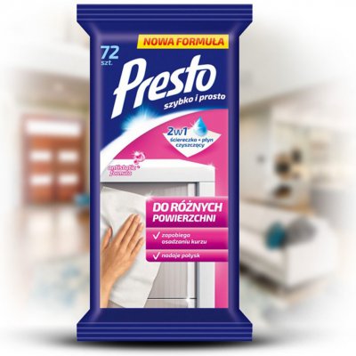 PRESTO CLEAN vlhčené utierky 72 ks - ANTISTATIK