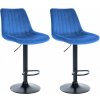 Design-Shop 2x Barová stolička Toni - zamat, čierny rám - Modrá