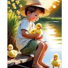 Diamantový obraz Chlapček pri jazere