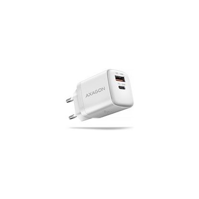 AXAGON ACU-PQ20W nabíječka do sítě 20W, 2x port (USB-A + USB-C), PD3.0/PPS/QC4+/AFC/Apple, bílá