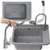 Priemyselný drez Granitan sivý, zapustený, 58,4x38 cm so batériou
