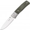 LionSteel NINI Folding knife M390 satin blade, Ti BOLSTER, GREEN Canvas handle NN2 CVG