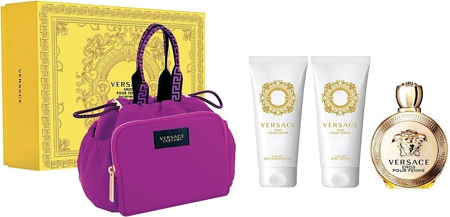 Versace Eros Pour Femme Set - EDP 100 ml + sprchový gel 100 ml + tělové mléko 100 ml Dárková sada